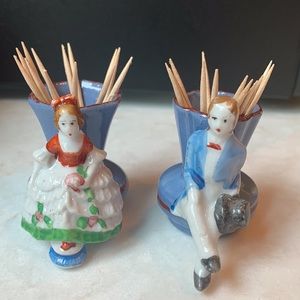 Made In Occupied Japan Man & Woman Toothpick Holders